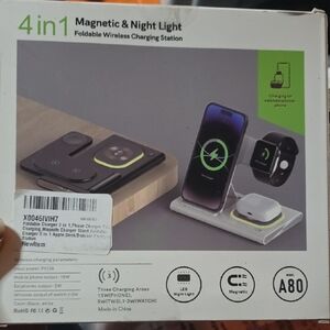 Source Unknown 4-in-1 Wireless Charging Station - Black and White